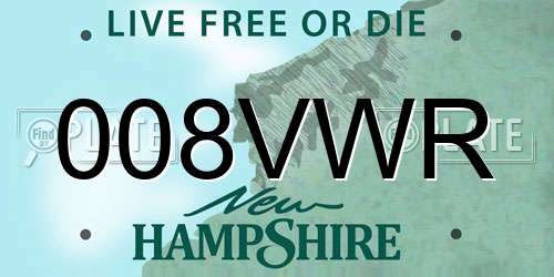008VWR New Hampshire License Plate
