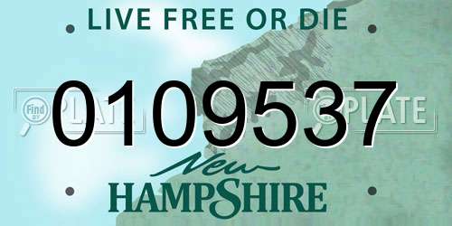 0109537 New Hampshire License Plate
