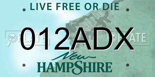 012ADX New Hampshire License Plate