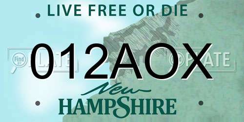 012AOX New Hampshire License Plate