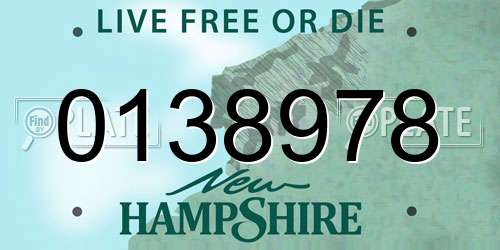 0138978 New Hampshire License Plate