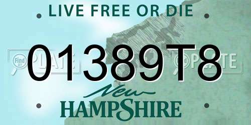 01389T8 New Hampshire License Plate