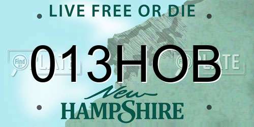 013HOB New Hampshire License Plate