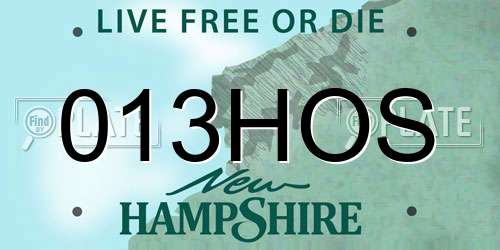013HOS New Hampshire License Plate