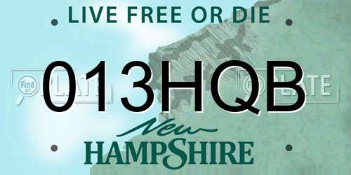 013HQB New Hampshire License Plate