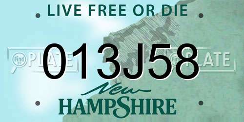 013J58 New Hampshire License Plate