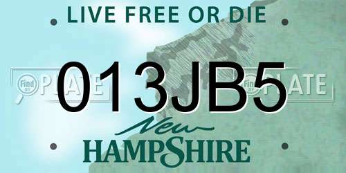 013JB5 New Hampshire License Plate