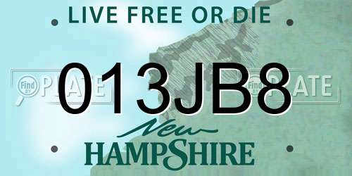 013JB8 New Hampshire License Plate
