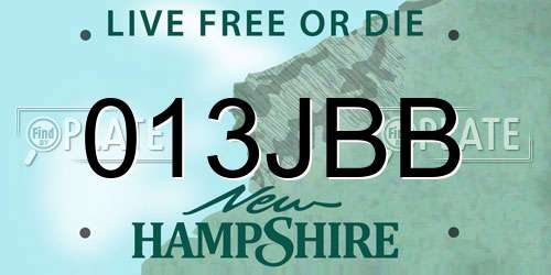 013JBB New Hampshire License Plate