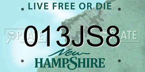 013JS8 New Hampshire License Plate