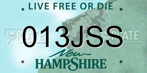 013JSS New Hampshire License Plate
