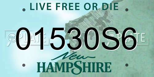 01530S6 New Hampshire License Plate