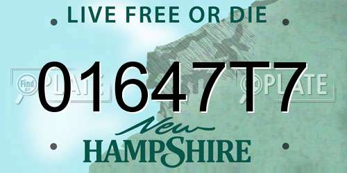 01647T7 New Hampshire License Plate