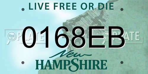 0168EB New Hampshire License Plate