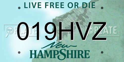 019HVZ New Hampshire License Plate