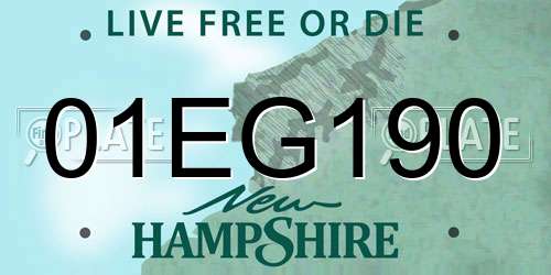01EG190 New Hampshire License Plate