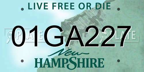 01GA227 New Hampshire License Plate