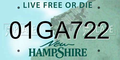 01GA722 New Hampshire License Plate