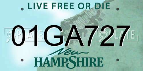 01GA727 New Hampshire License Plate