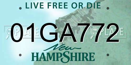 01GA772 New Hampshire License Plate
