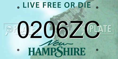 0206ZC New Hampshire License Plate