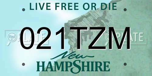 021TZM New Hampshire License Plate