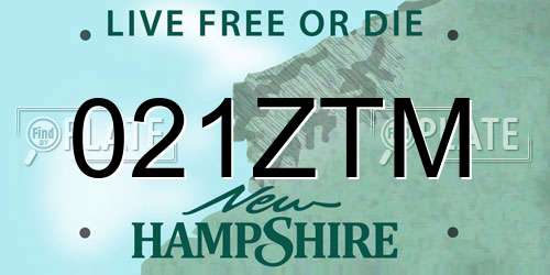 021ZTM New Hampshire License Plate