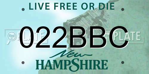 022BBC New Hampshire License Plate