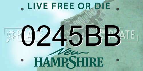 0245BB New Hampshire License Plate