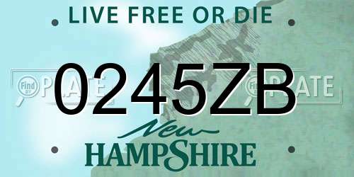 0245ZB New Hampshire License Plate