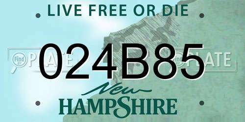 024B85 New Hampshire License Plate
