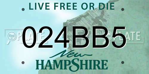 024BB5 New Hampshire License Plate