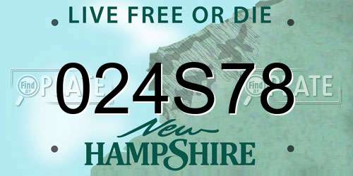 024S78 New Hampshire License Plate