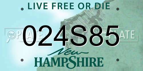 024S85 New Hampshire License Plate