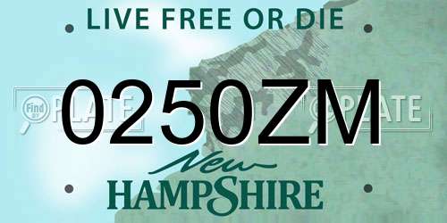 0250ZM New Hampshire License Plate