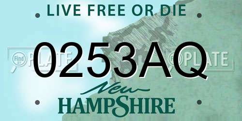 0253AQ New Hampshire License Plate