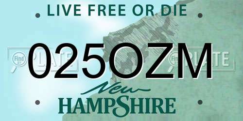 025OZM New Hampshire License Plate