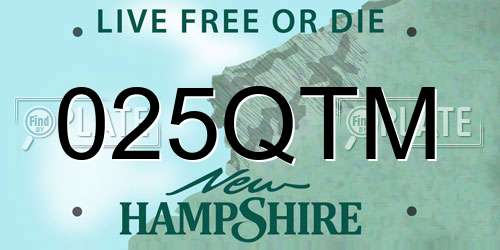 025QTM New Hampshire License Plate