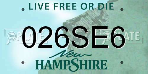 026SE6 New Hampshire License Plate