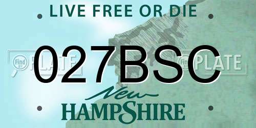 027BSC New Hampshire License Plate