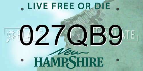 027QB9 New Hampshire License Plate