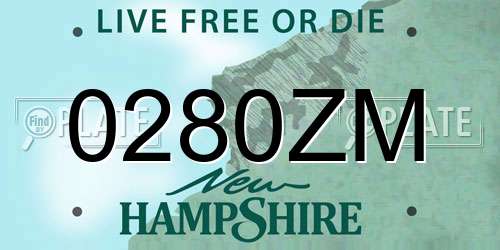 0280ZM New Hampshire License Plate