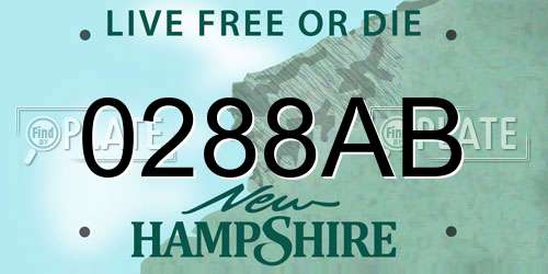 0288AB New Hampshire License Plate