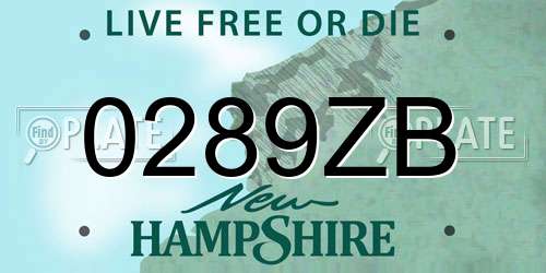 0289ZB New Hampshire License Plate