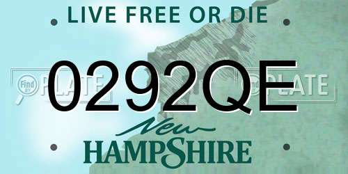 0292QE New Hampshire License Plate