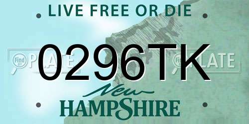 0296TK New Hampshire License Plate