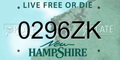 0296ZK New Hampshire License Plate