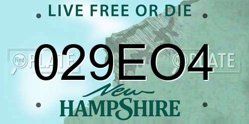 029EO4 New Hampshire License Plate