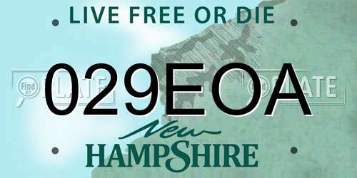 029EOA New Hampshire License Plate