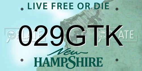 029GTK New Hampshire License Plate